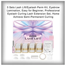 5-Set Lash Lift & Eyelash Perm Kit, Brow Lamination, Lash Curling Set (2 KITS)