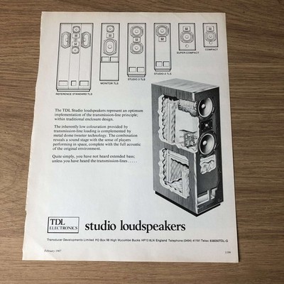 GRAM50 MAGAZINE ADVERT 11X8 TDL ELECTRONICS: STUDIO LOUDSPEAKERS