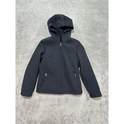 Esprit Jacket Womens Small Black Quilted Hooded Fleece Lined Coat Pockets