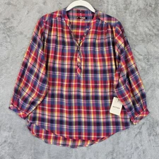 MOTHER Shirt Womens XS Multicolor Plaid The Push Over Top Rad Plaid 2173-1446