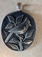 James Avery Retired Sterling Silver Large Oval Cardinal Pendant Vintage 925