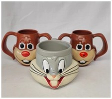 Vintage 1992 Looney Tunes Coffee Mug + 2 Nestlé Quik Rabbit Mugs – Set of 3