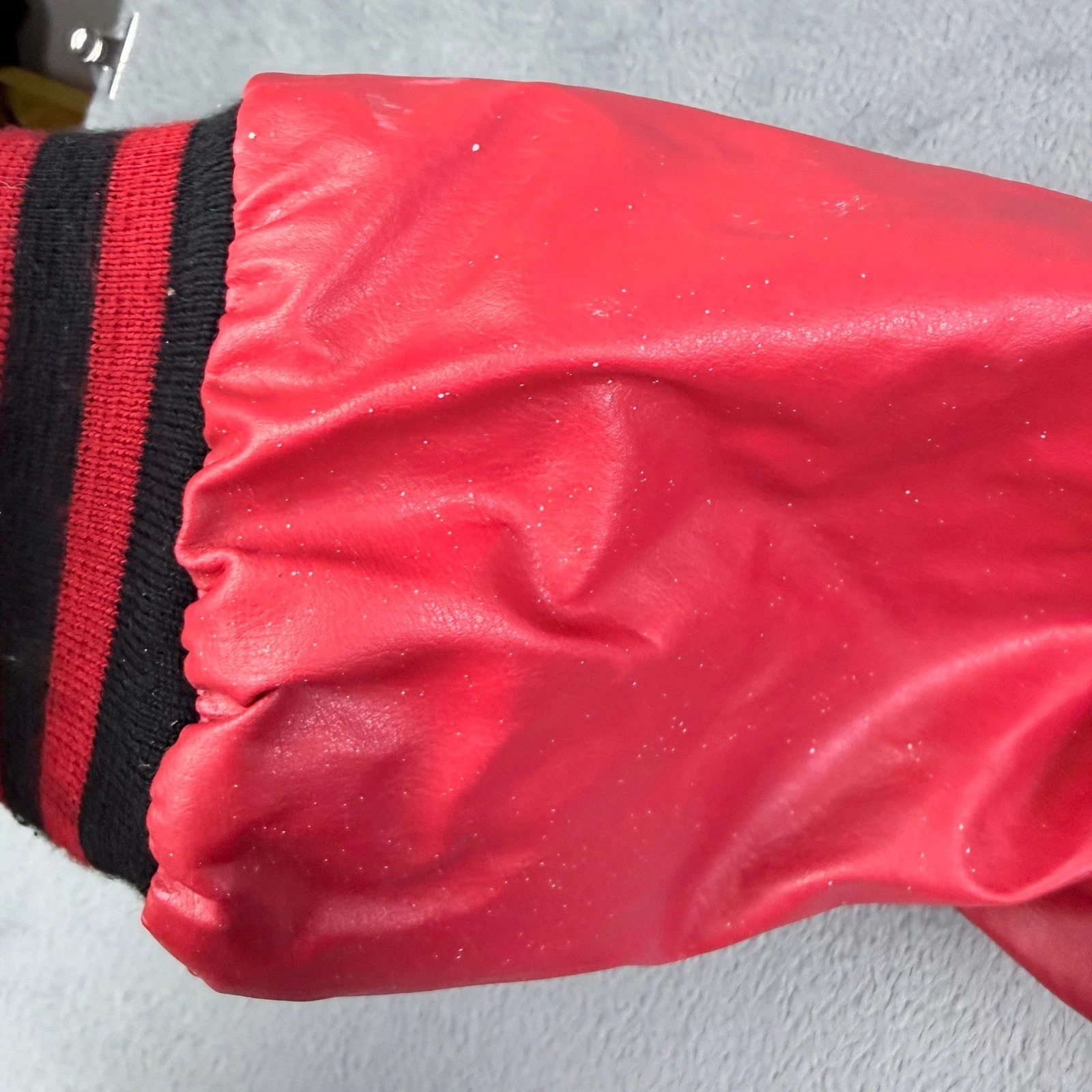 Chevrolet Racing Varsity Jacket Black Red Faux Leather Wool Blend Mens XL - product detail image 11
