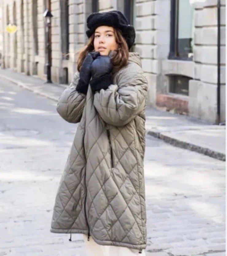 Zara Long Puffer Jacket Khaki Size XS Ref 3046/229 - Image 4 of 4