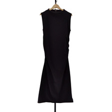 Quince Women Stretch Cotton Jersey Mock Neck Midi Dress TRUE Black XL