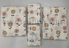 Pottery Barn Kids Happy Daisy Flower Organic Sheet Set White Full S4274 PS