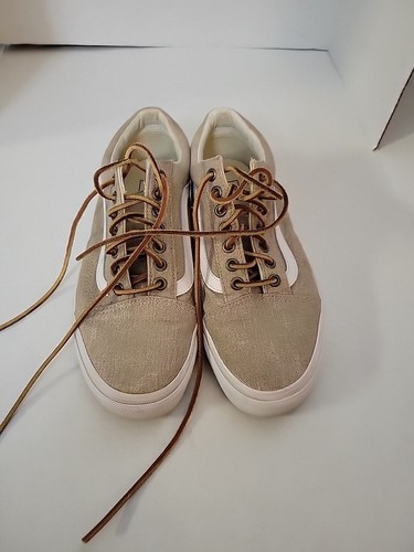Vans Shoes Womens 8 Mens 6.5 Burlap Khaki Brown Canvas Leather Lace Sneakers EUC - Picture 10 of 10
