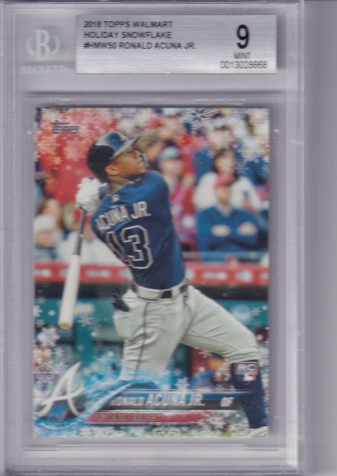 2018 Topps Walmart Holiday Snowflake #HMW50 Ronald Acuna Jr BGS 9 Rookie
