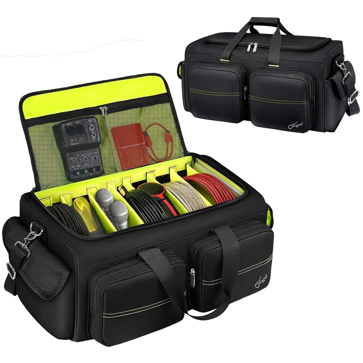SNIGJAT DJ Bag, Large Capacity DJ Cable Bag with 6 Pockets for