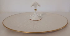 Lenox 24K Gold Gilded Trim Chateau Server Tidbit Tray w/Handle Original Box 13"