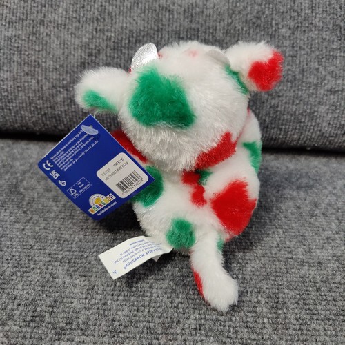 Build A Bear Mini Beans Cow Christmas 6" Red Green Splatter Plush Retired New - Picture 9 of 13