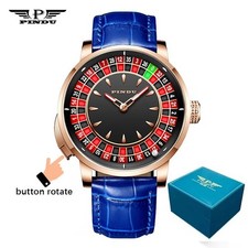 PINDU Men's Watch P6628 European Button Roulette NH35A Automatic Casino Watch