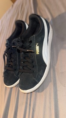 PUMA Womens Black/White Suede Low Top Lace-Up Sneakers Rubber Outsole