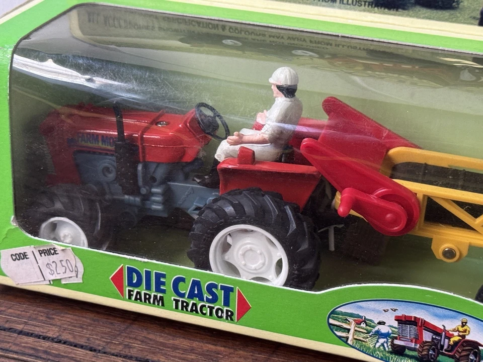 Vintage 1992 New-Ray 04413 Country-Life Die-Cast Red Tractor w/ Conveyer Trailer - Image 4 of 4