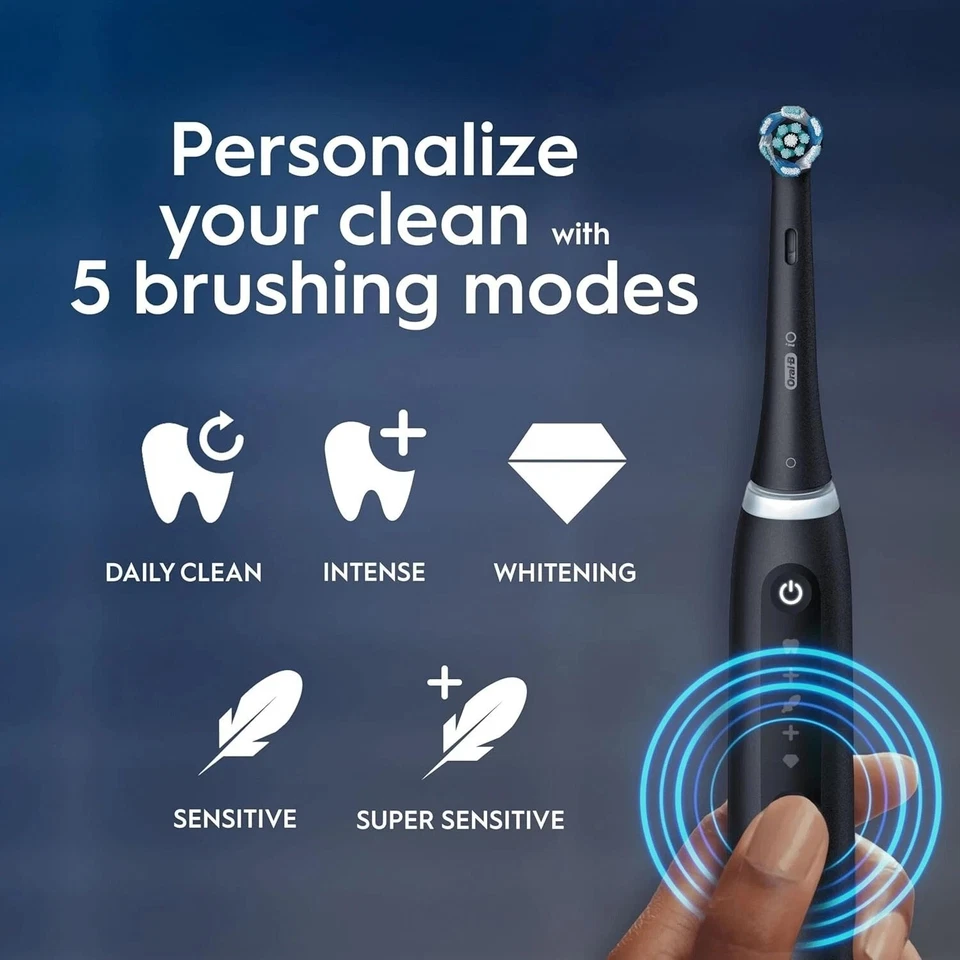 Oral-B iO5 Electric Toothbrush - Advanced Cleaning, Smart Pressure Sensor, Black - Image 2 of 4