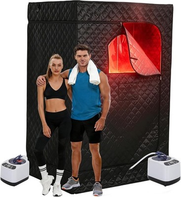 2 Person Portable Infrared Sauna Tent Full Body SPA Therapy 1200W 3L Steamer