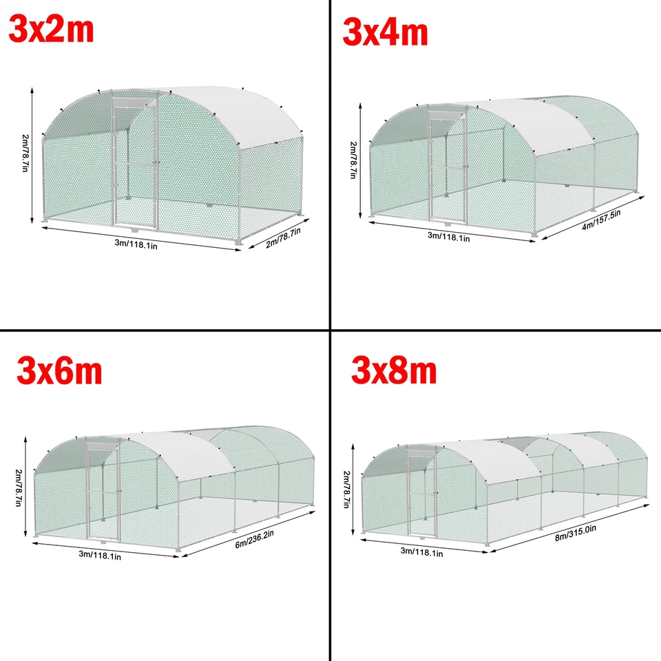 Outdoor Enclosure Chicken Coop Pet Cage Outdoor Enclosure, Galvanised Steel Frame - Image 2 of 4