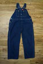 Vintage Dickies Bib Overalls Denim Carpenter Mens  44 x  29 SEE PICS 4 MEAS. 