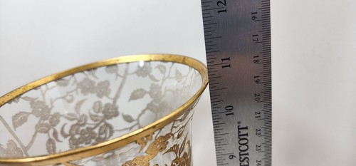 Vintage Rockwell Clear With Gold overlay Vase Floral 10.75” original sticker - Picture 5 of 12