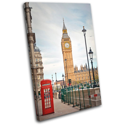 London Big Ben Landmarks SINGLE CANVAS WALL ART Picture Print VA