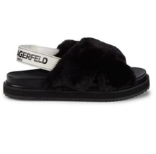 KARL LAGERFELD PARIS Patricia Faux Fur Slingback Sandals Size 6.5 NEW IN BOX