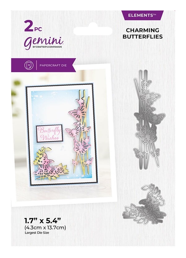 Gemini Charming Butterflies Corner & Border 2 Piece Die Set Birthday Card Making
