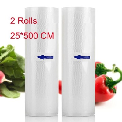 2x Rollen 25x500 cm Vakuumbeutel für Lebensmittellagerung Vacuum Sealer