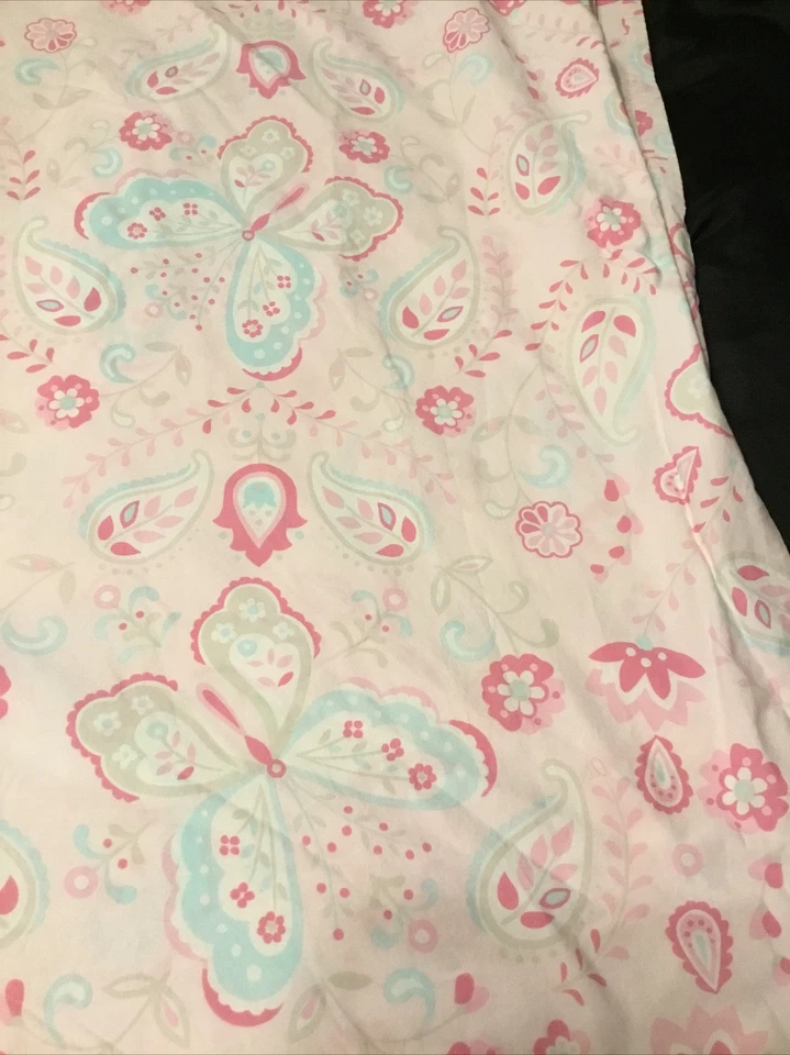 Funda nórdica completa/queen Pottery Barn Kids Kristen Paisley rosa azul mariposas Foto 4 de 4