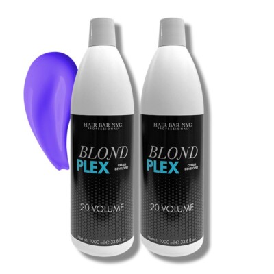 HAIR BAR NYC 20 Volume - Blond Plex Charcoal Hair Bleach 33.8oz/1lt, Pack of 2