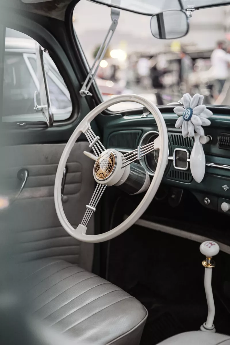 vw beetle Banjo Style Vintage Steering Wheel Kit gold moon and sun Ivory