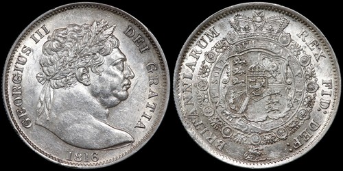 George III, 1820-30. Halfcrown, 1816. ‘Bull Head’ Type. I/I In QUI On Garter. - Picture 3 of 5