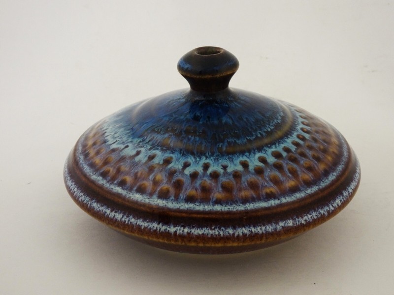 Bill Campbell Studio Flambeaux Crystalline Glaze Weed Pot Oil Lamp Burner