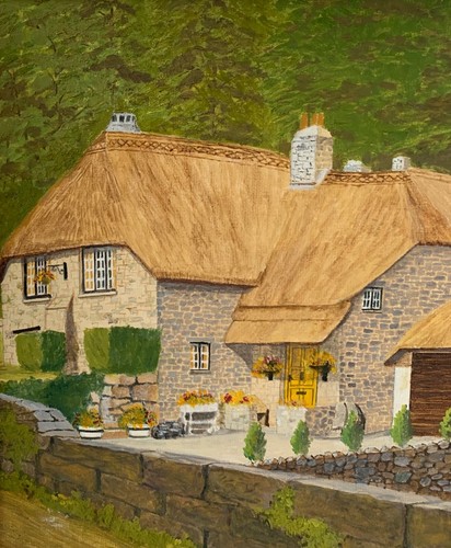 VINTAGE LANDSCAPE OIL PAINTING HOUSE GARDEN BUCKLAND IN THE MOOR DEVON R CHARLES - Picture 17 of 24