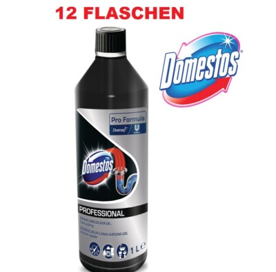 12 STÜCK DOMESTOS Abflussreiniger Chlor Power-Gel 1 l Flasche mit Aktiv-Chlor !