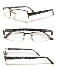 Man Reader Metal Frame Spring Temple Semi Rimless Reading Glasses RE34 GM Frame