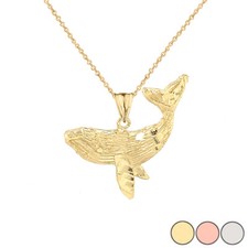 Humpback Whale Pendant Necklace In Gold (Yellow/Rose/White)