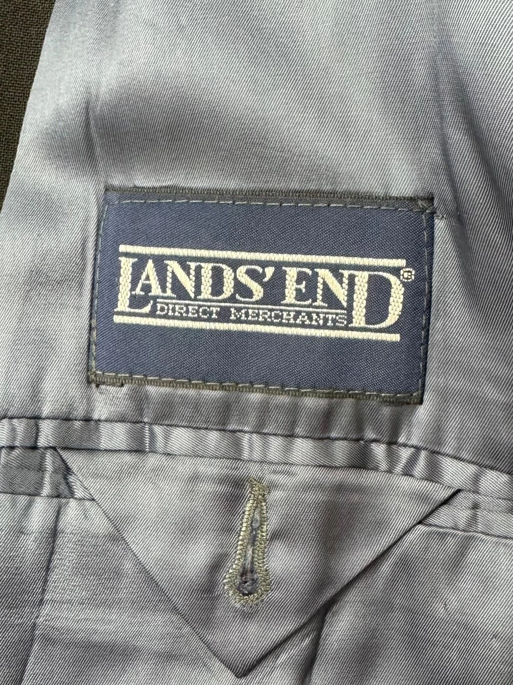 Blazer Abrigo Deportivo Traje Chaqueta DE COLECCIÓN LANDS END Para Hombres 42L Negro Lana Dorado Botón Foto 2 de 4