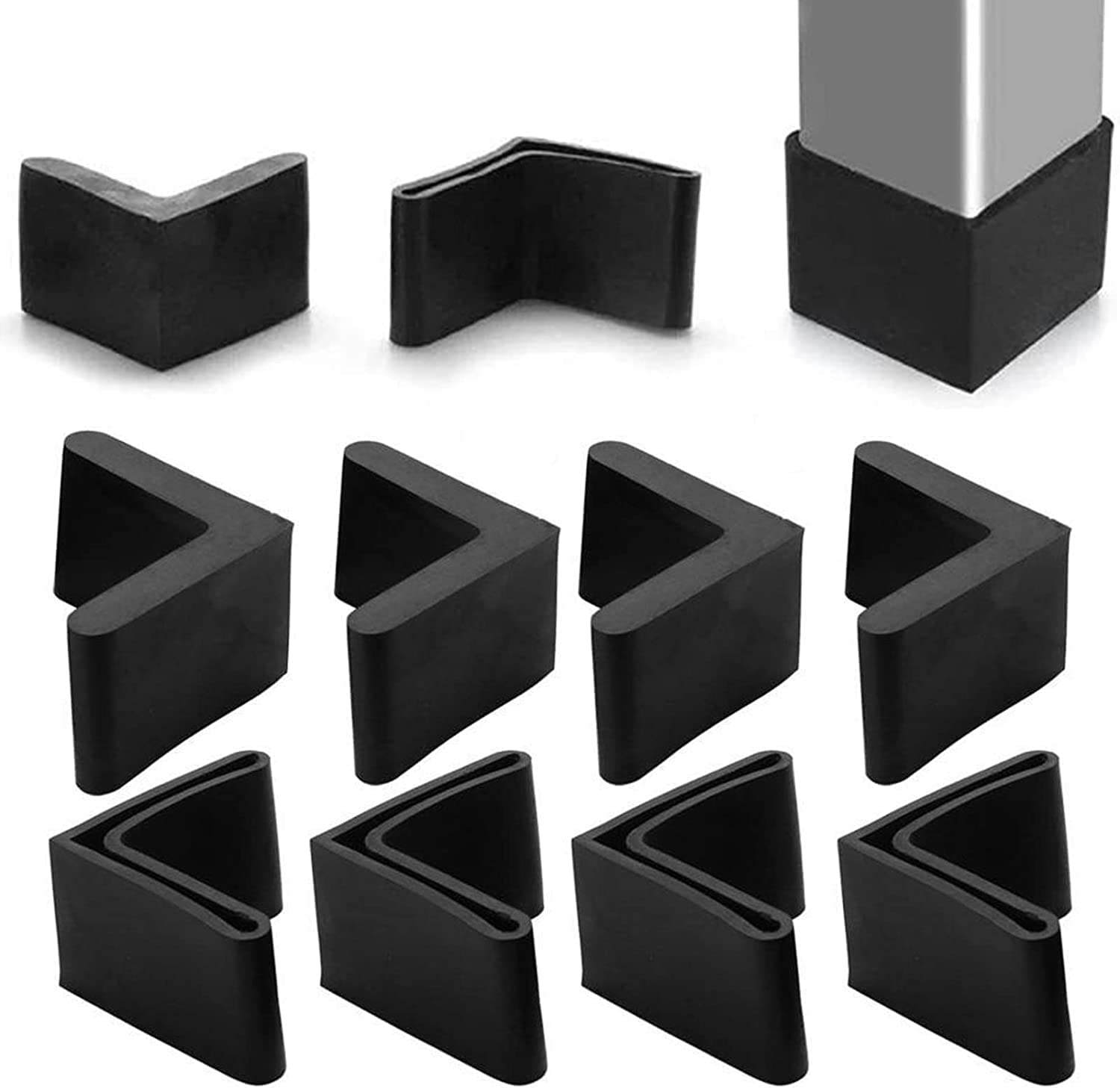 8 Pcs L Shaped Angle Iron Covers, 50X50Mm(2X2Inch) Rubber Feet for