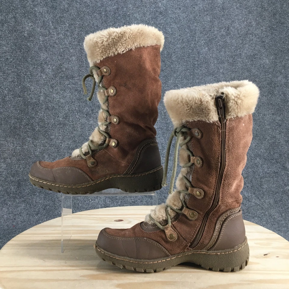 St Johns Bay Boots Womens 8.5M Winter Brown Leather Lace Up Mid-Calf 024-8942 - Image 2 of 4