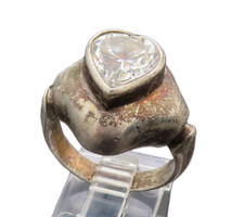 925 Sterling Silver Vintage Heart Shaped Cubic Zirconia Ring Sz 10 RG26257
