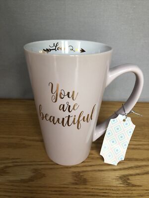 10 Strawberry Street Oversized YOU ARE BEAUTIFUL Coffee Latte Mug 24 oz  Gold | eBay