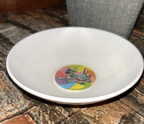 Vintage Walt Disney Productions Minnie Reiten Dumbo Kunststoff Schüssel Kinder klein