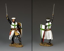 KING  COUNTRY MEDIEVAL KNIGHTS  SARACENS MK198 LAZARIST KNIGHT RAISED SWORD