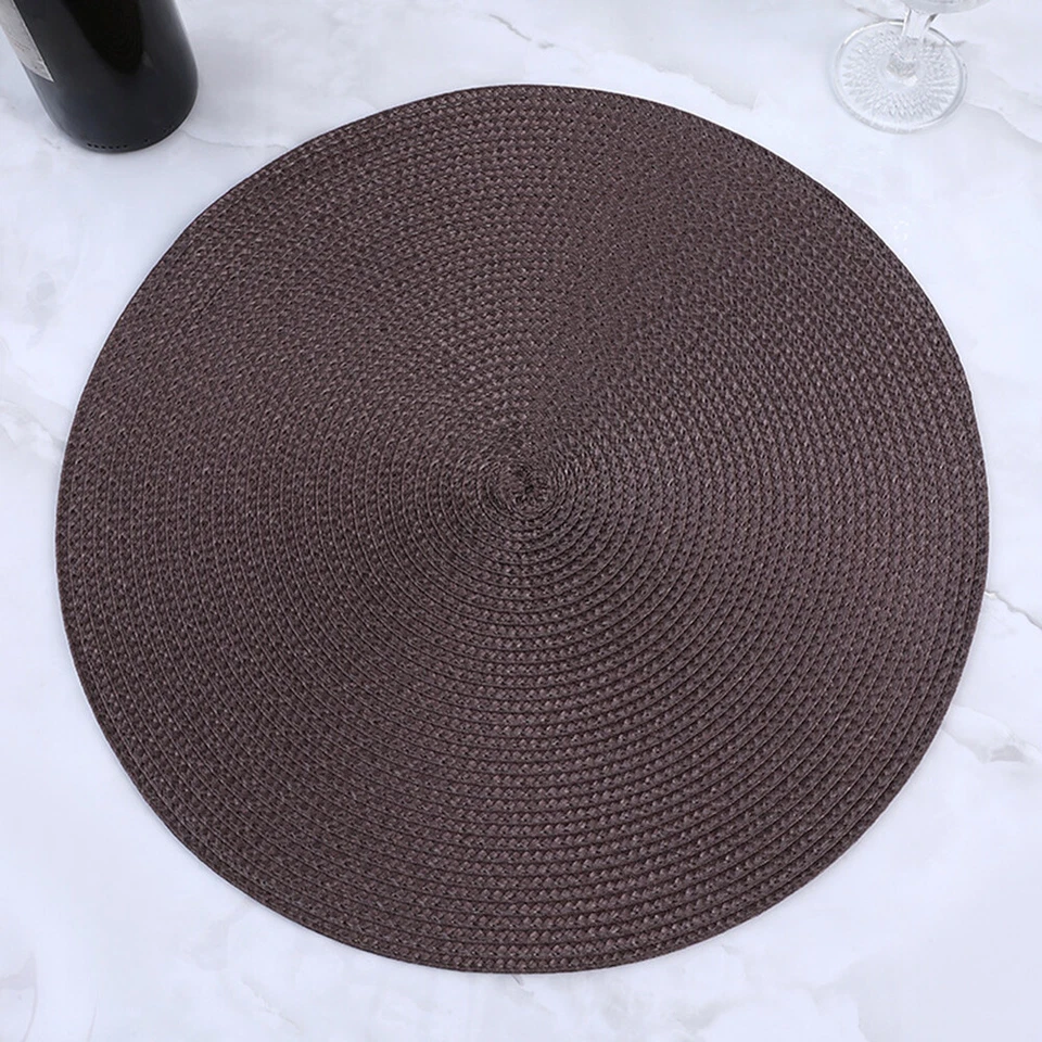 Woven Table Place Mat Large Round Placemat Dining Tableware Washable Dinnerη - Image 3 of 4
