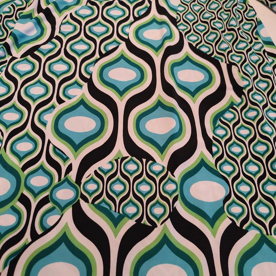 Vestido elástico Cartise feminino 12 verde branco preto macio manga 3/4 comprimento do joelho - Imagem 2 de 3