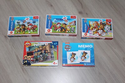 Modell: Set 5 tlg.: 3xPaw Patrol + 1xFeuerwehrmann Sam Puzzle, 1xPaw Patrol MEMO