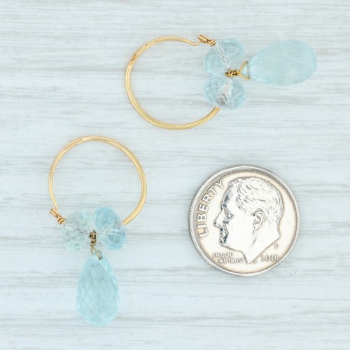 Aguamarina Briolette Pendientes de Aro 18k Oro Amarillo Nordstrom Diseñador - Imagen 5 de 5