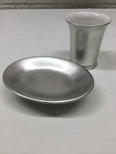 Croscill Silver Leaf Soap Dish and Matching Cup