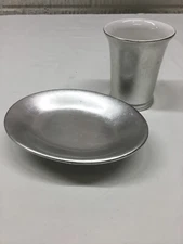 Croscill Silver Leaf Soap Dish and Matching Cup