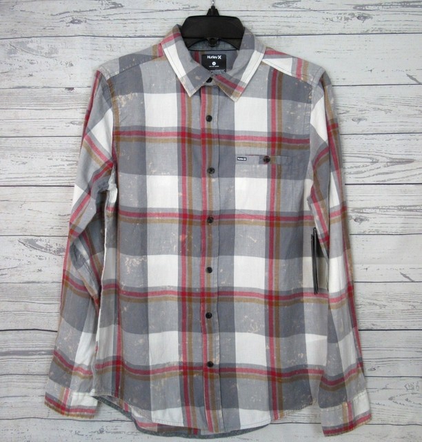 HURLEY MENS BURNSIDE WASHED PLAID LONG 
